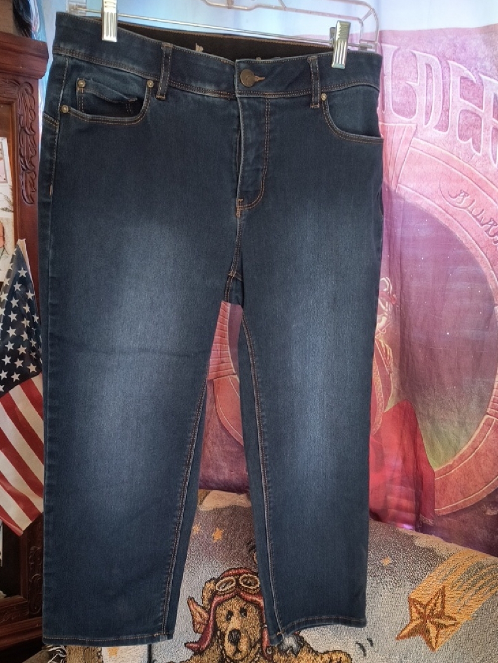 Dark Indigo Denim Stretch Jean Capris 8